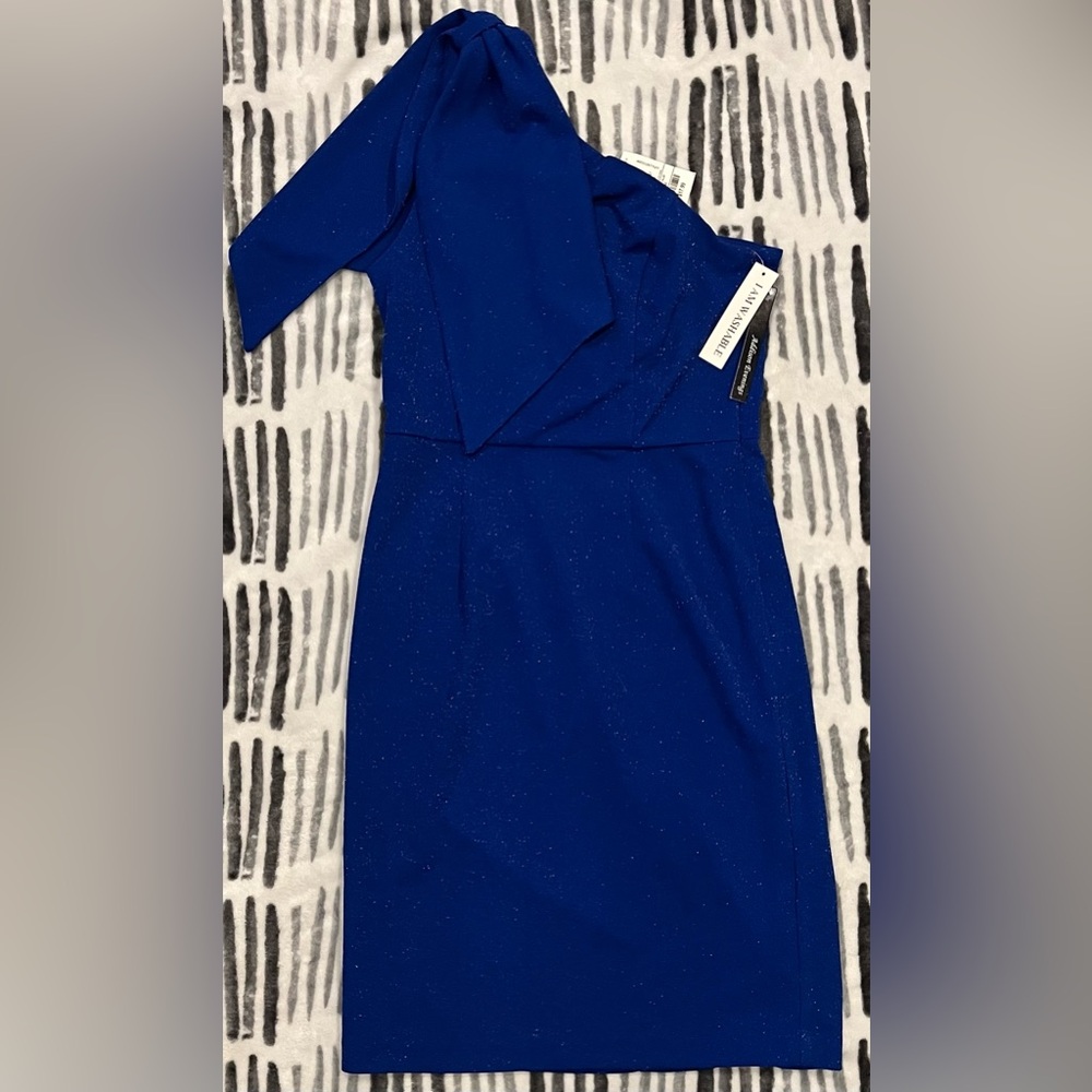 Addison Evenings Asymmetrical Blue Cocktail Dress